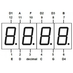 Red 4 Digit 7 Segment LED Display